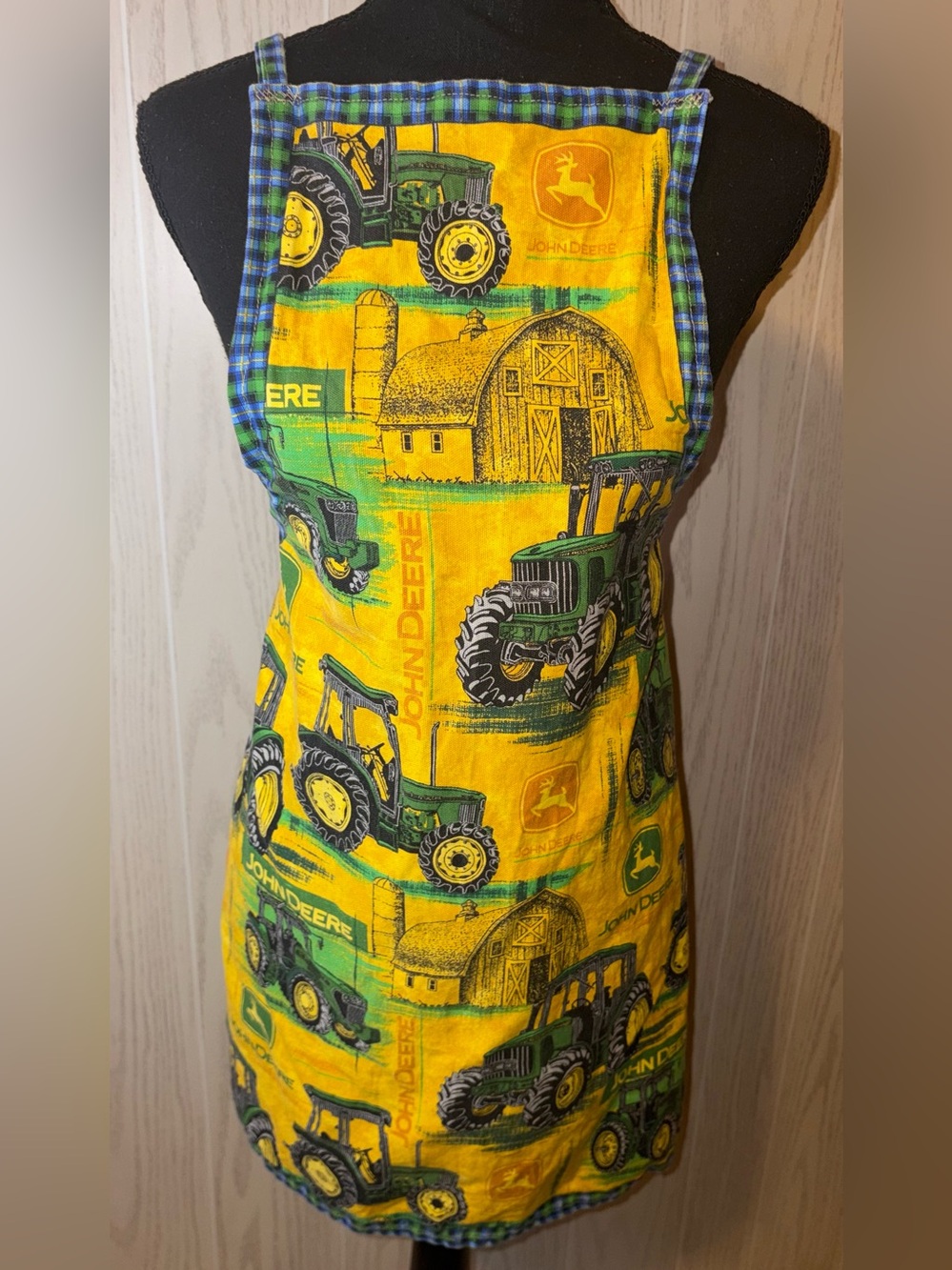 Handmade John Deere Overall Style Cotton Apron
